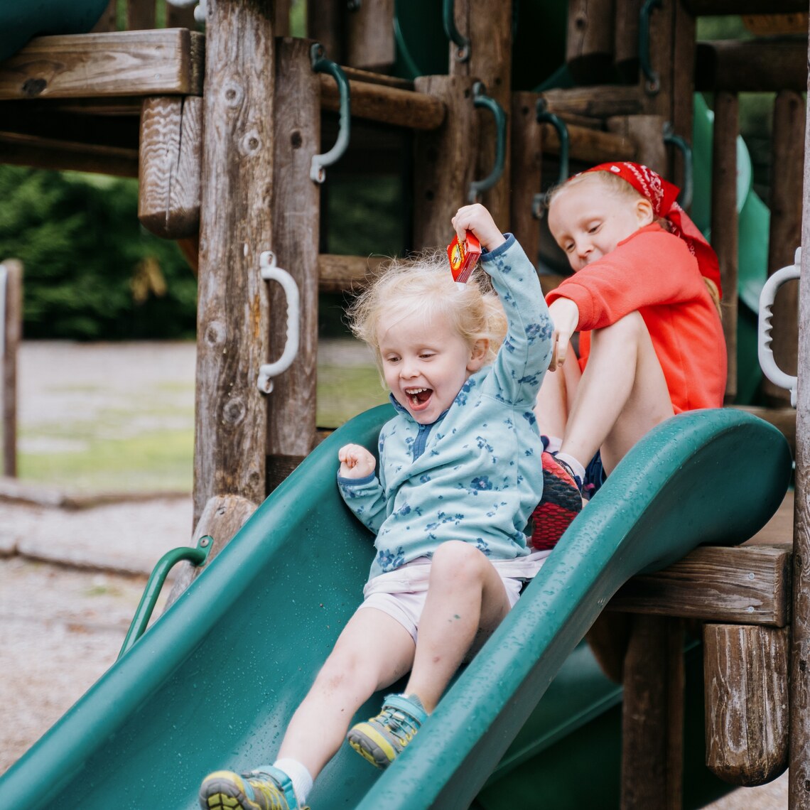 Girls on slide