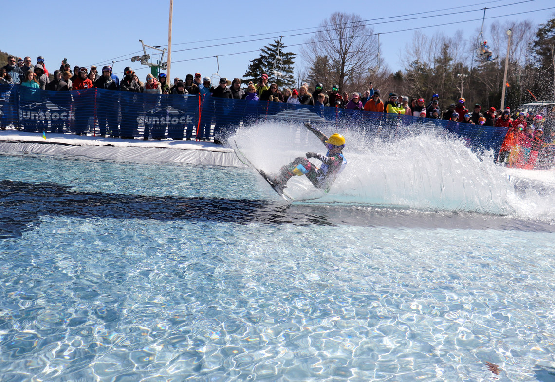 skier on pond